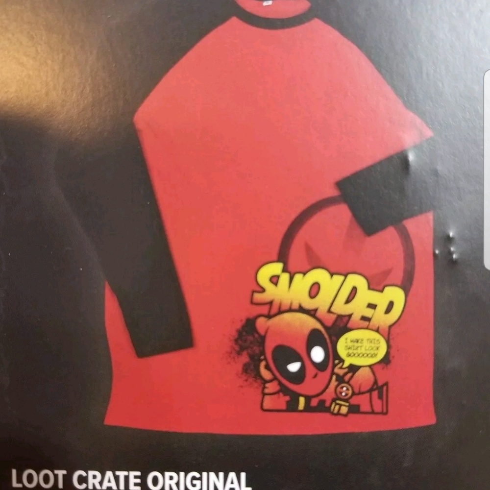 Deadpool “Smolder” Long Sleeve Raglan Shirt * Larg